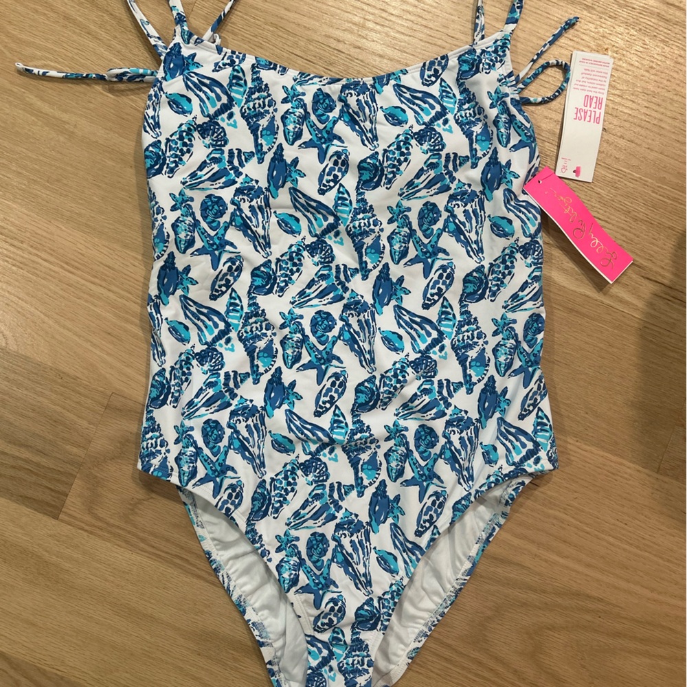Lilly Pulitzer Blue and White One Piece Swimsuit Butterfly Print